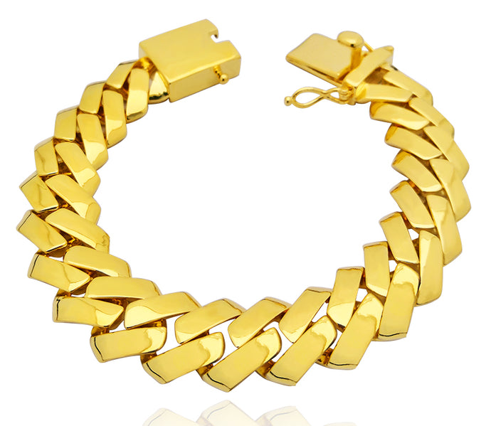 DAZZLING MELT Gold Prong Solid Cuban Bracelet