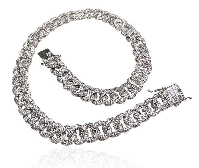 PIONEER White Gold Solid Cuban Chain