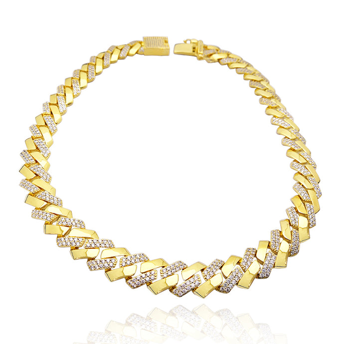 SILVER LINED Gold Solid Cuban Chain