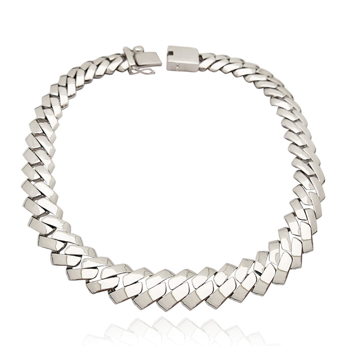 White Gold Solid Cuban Chain